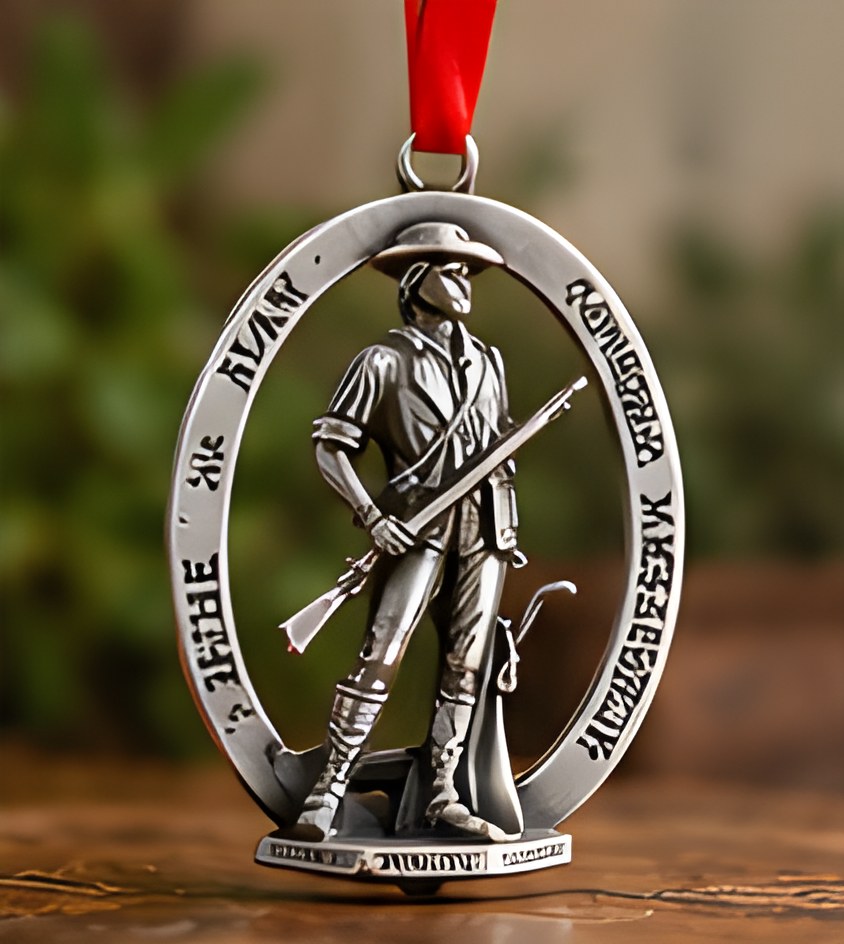 Pewter Concord Minute Man keepsake on a wooden table