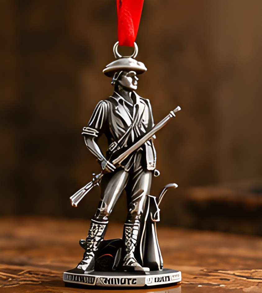 Pewter Concord Minute Man keepsake on a wooden table