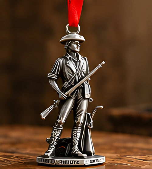 Pewter Concord Minute Man keepsake on a wooden table