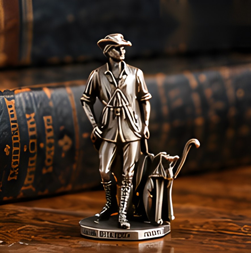 Pewter Concord Minute Man keepsake on a wooden table